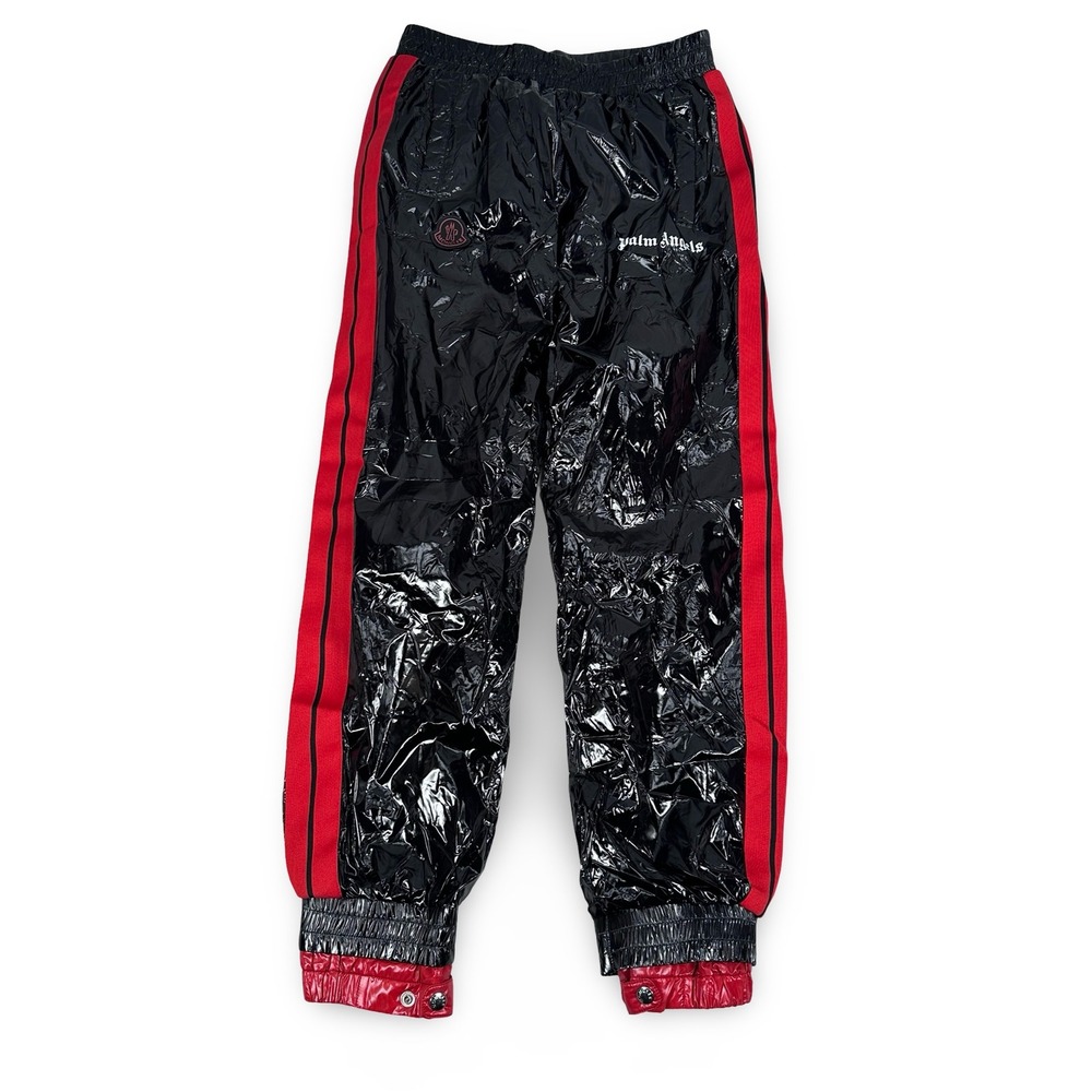 Moncler‎ Palm Angels Pantalone Sportivo Black Shiny Pants Red Stripe Men's 48